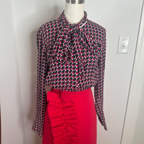 Equipment graphic houndstooth print blouse - Picture 2 of 9